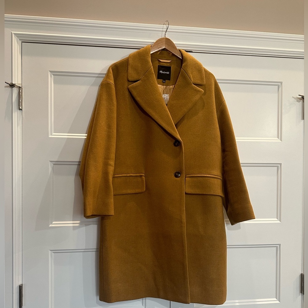 Madewell Haydon Wool Cashmere Top Car Coat Insuluxe Heather Toffee Womens Large - Picture 7 of 12